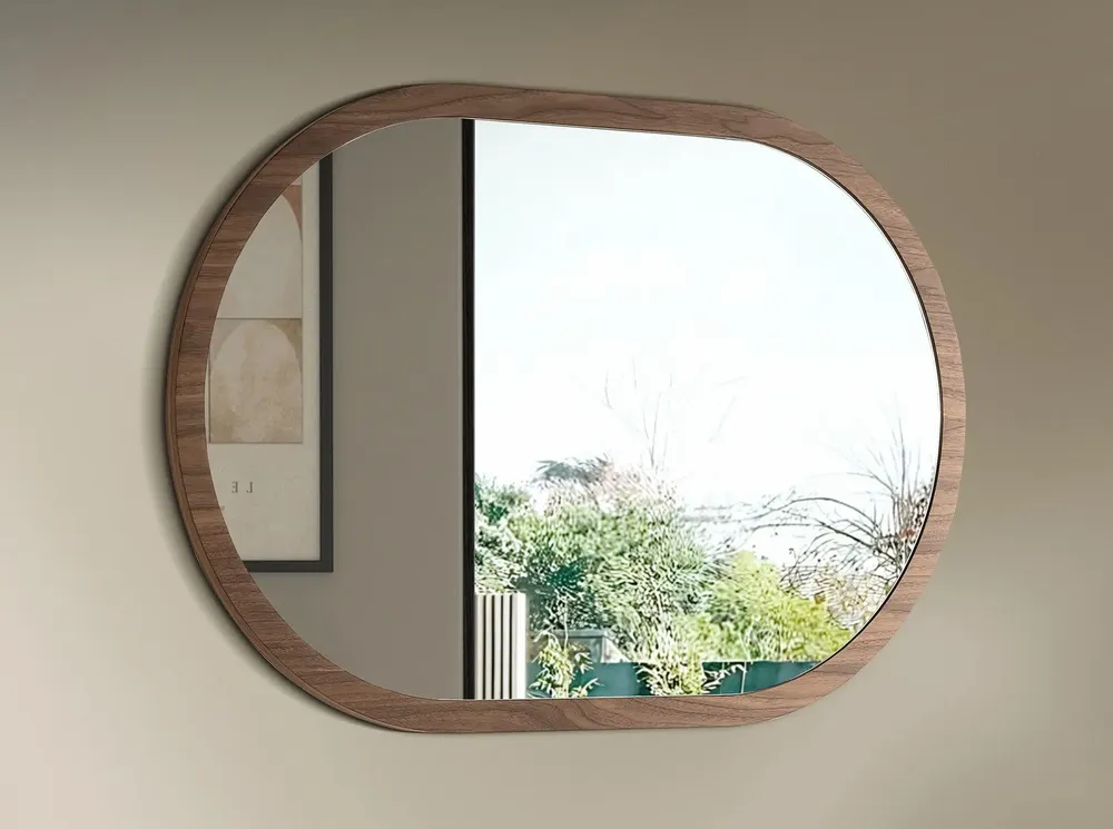 Mirrors - Oval Half Point walnut wall mirror - ANGEL CERDÁ