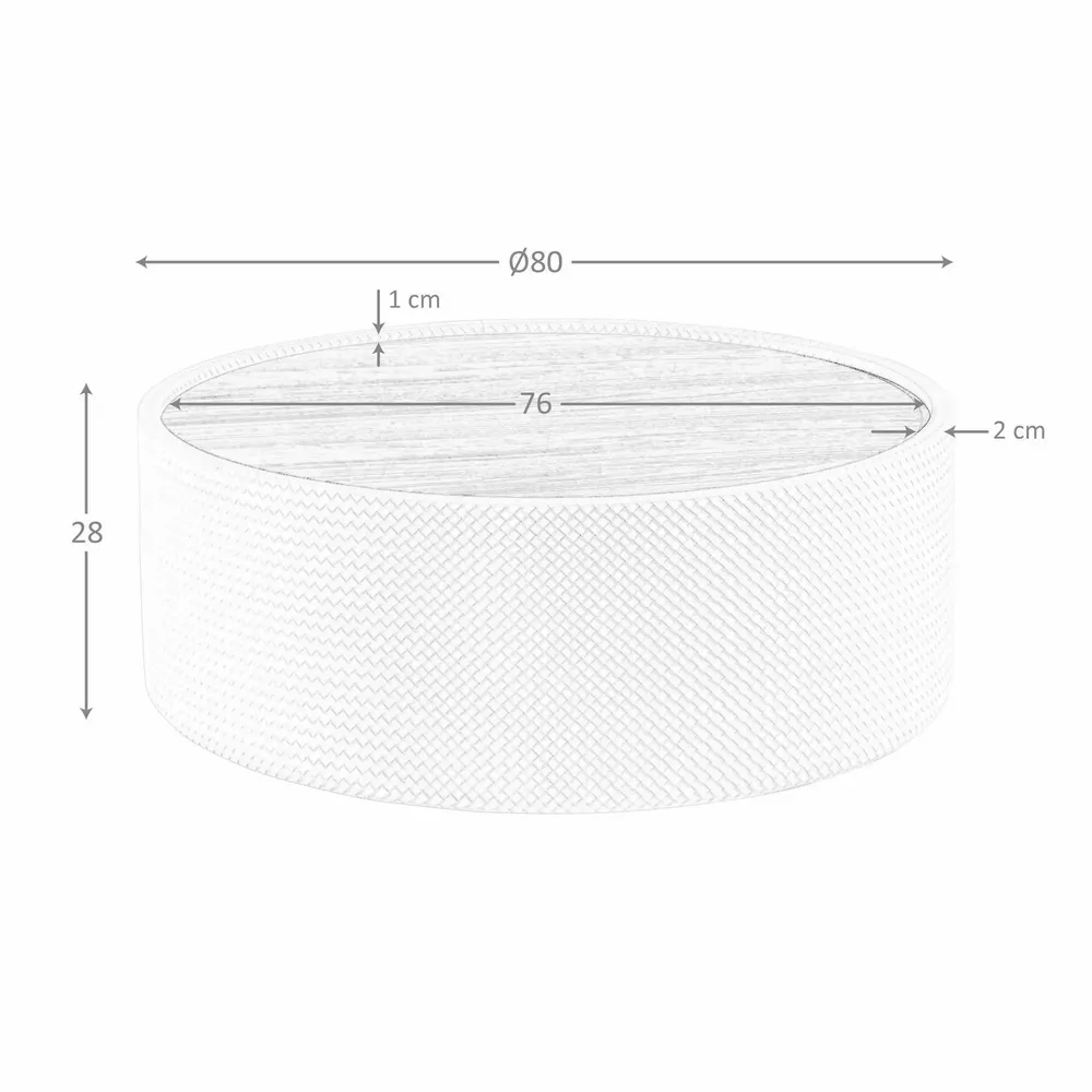 Tables basses - Table basse ronde en noyer et bois rembourré en similicuir couleur sable - ANGEL CERDÁ