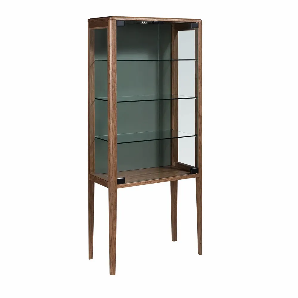 Buffets - Buffet haut en verre trempé et noyer avec éclairage intérieur - ANGEL CERDÁ