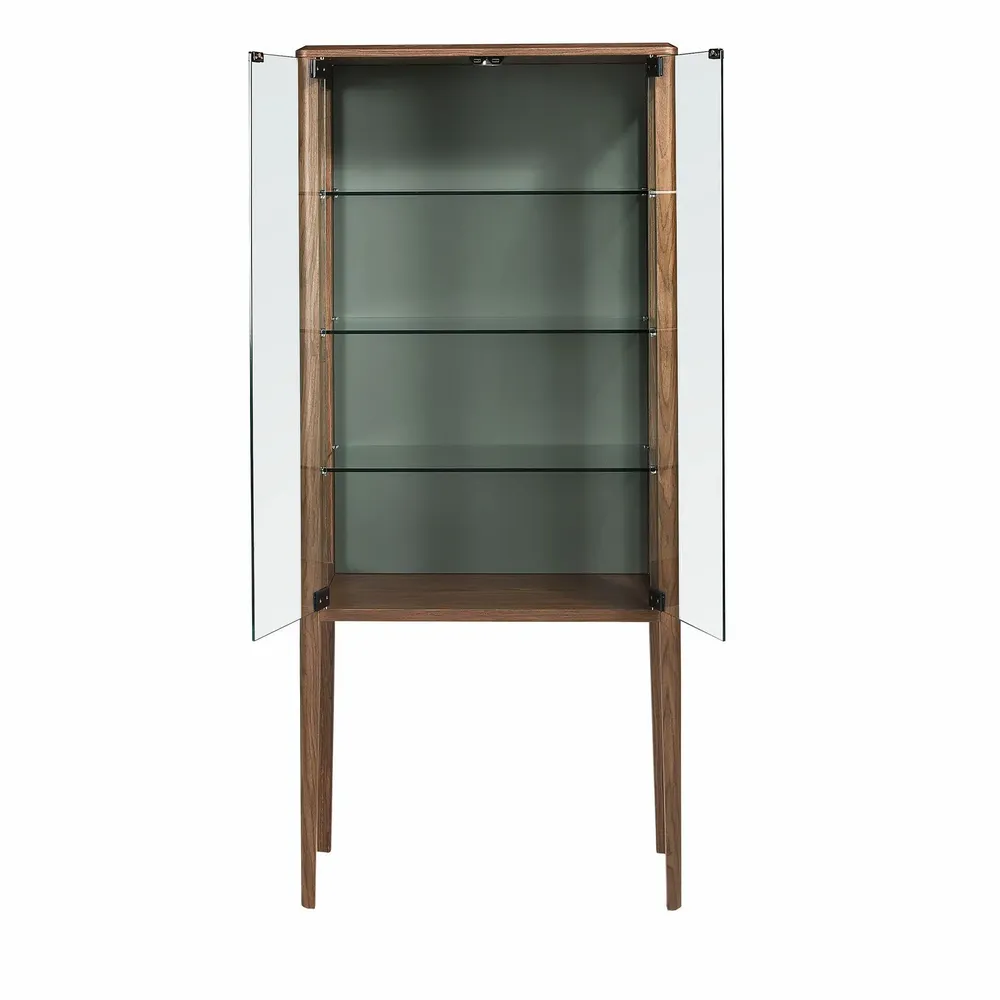 Buffets - Buffet haut en verre trempé et noyer avec éclairage intérieur - ANGEL CERDÁ