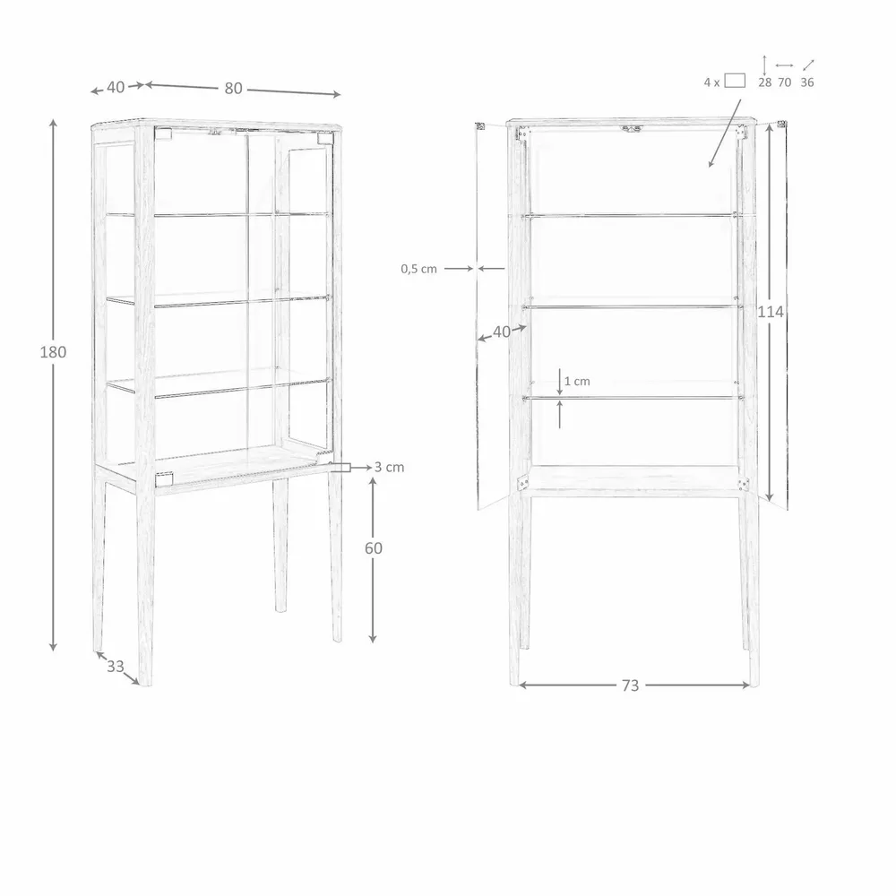 Buffets - Buffet haut en verre trempé et noyer avec éclairage intérieur - ANGEL CERDÁ