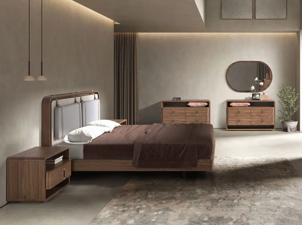 Beds - Fabric bed in beige and grey - ANGEL CERDÁ