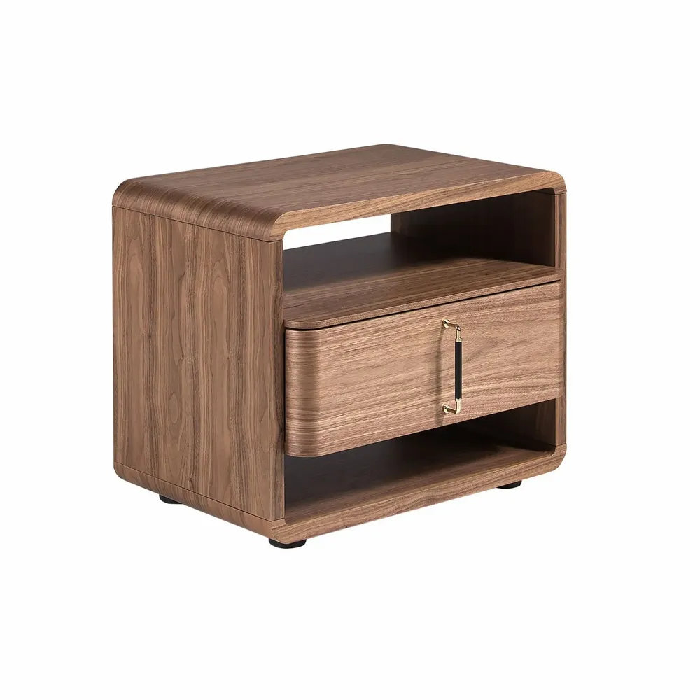 Tables de nuit - Table de chevet en noyer et PVC noir - ANGEL CERDÁ