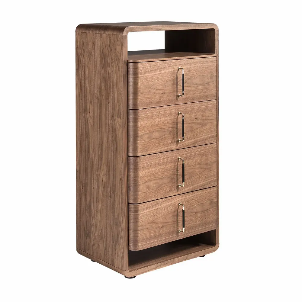 Chests of drawers - Walnut and black PVC chest of drawers - ANGEL CERDÁ