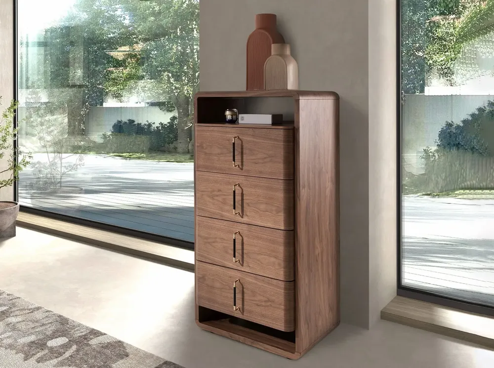 Chests of drawers - Walnut and black PVC chest of drawers - ANGEL CERDÁ