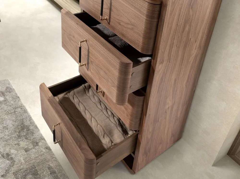 Chests of drawers - Walnut and black PVC chest of drawers - ANGEL CERDÁ