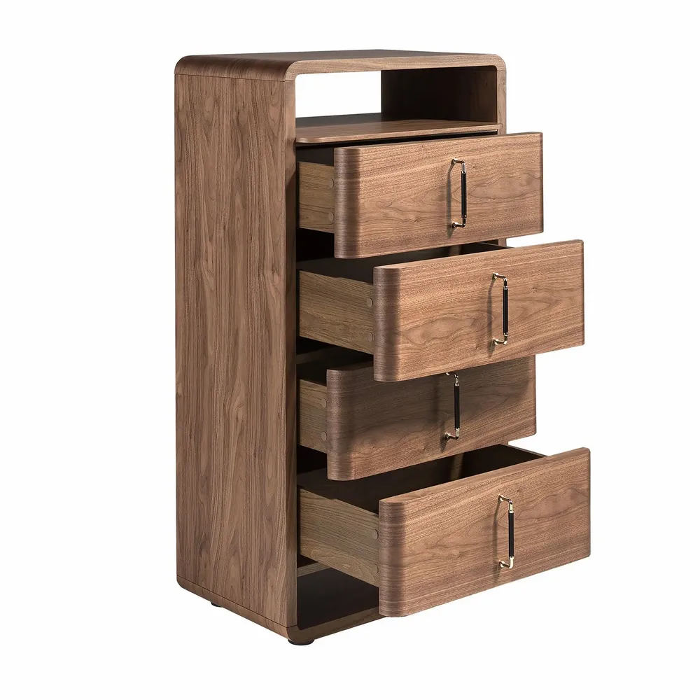 Chests of drawers - Walnut and black PVC chest of drawers - ANGEL CERDÁ