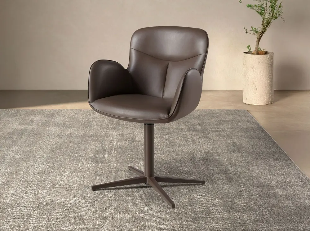Chaises - Chaise pivotante en similicuir marron chocolat - ANGEL CERDÁ