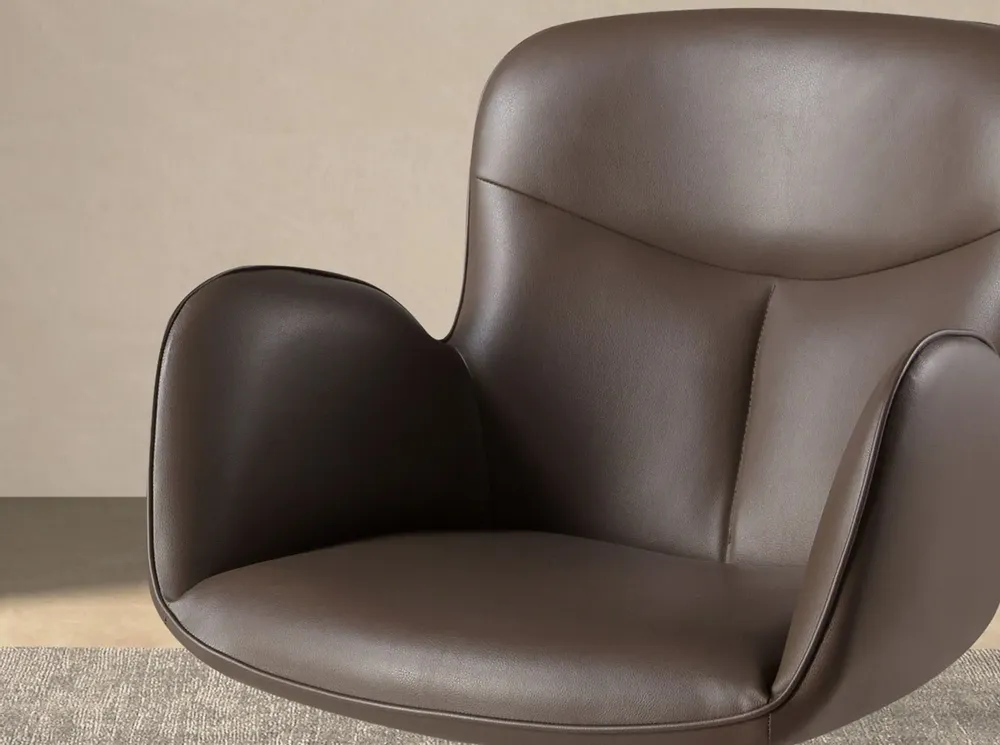 Chaises - Chaise pivotante en similicuir marron chocolat - ANGEL CERDÁ