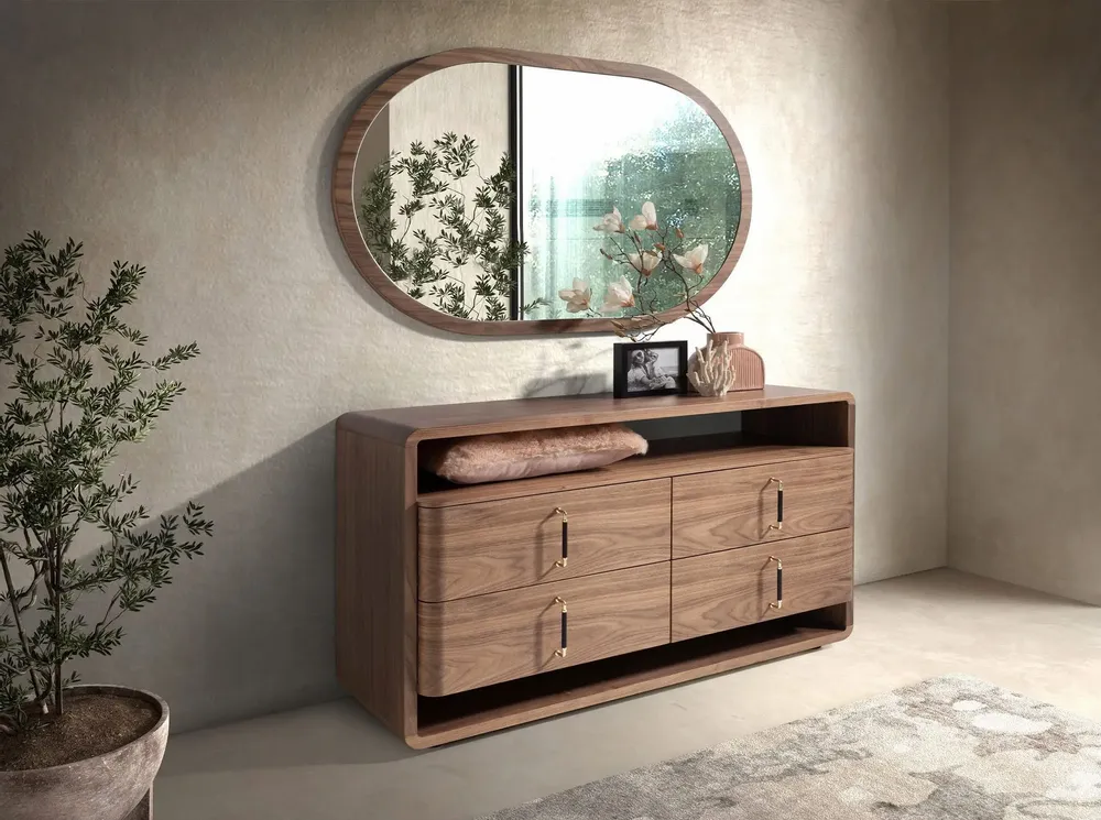 Chiffonniers - Commode en noyer et PVC noir - ANGEL CERDÁ