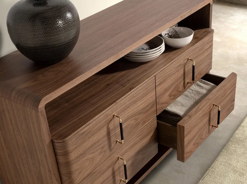 Chiffonniers - Commode en noyer et PVC noir - ANGEL CERDÁ