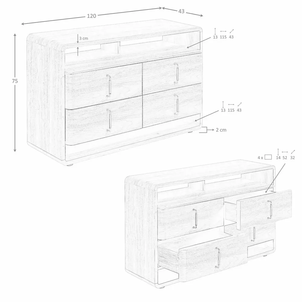 Chiffonniers - Commode en noyer et PVC noir - ANGEL CERDÁ