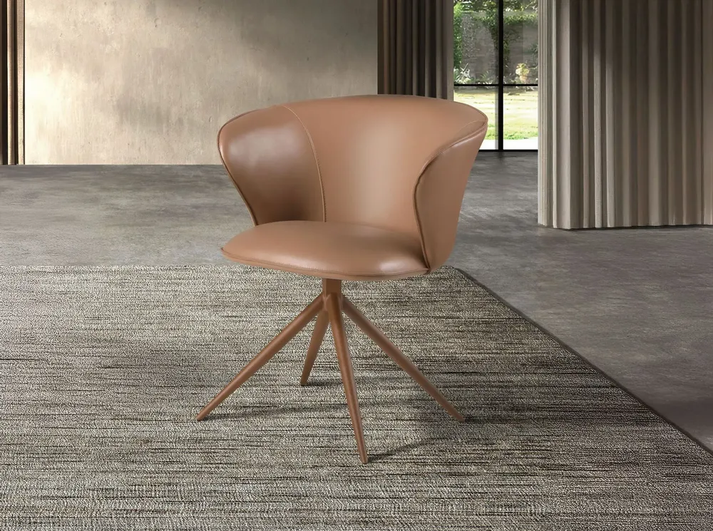 Chairs - Swivel chair in camel leatherette - ANGEL CERDÁ