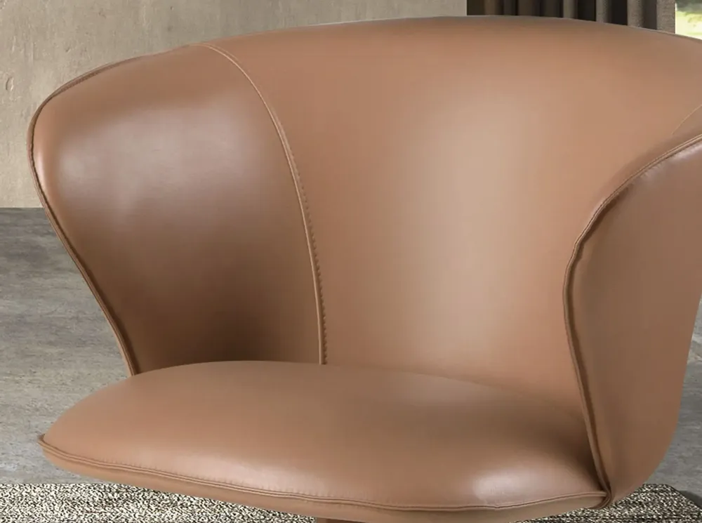 Chairs - Swivel chair in camel leatherette - ANGEL CERDÁ