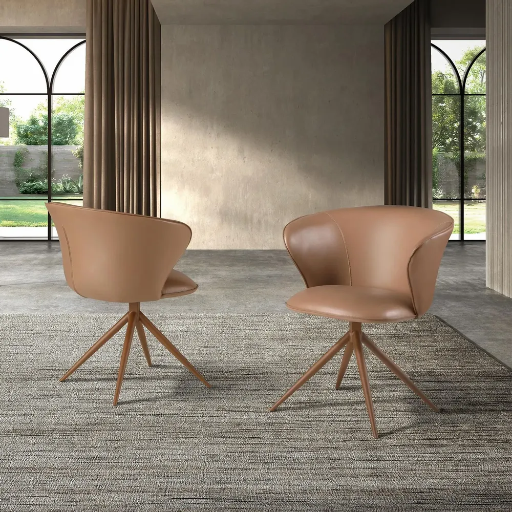 Chairs - Swivel chair in camel leatherette - ANGEL CERDÁ