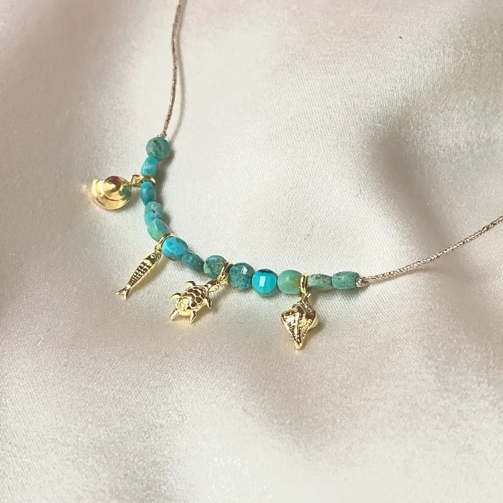 Jewelry - Turquoise bracelet and pendants - Sitting Bull - SOPHIE DESCHAMPS BIJOUX