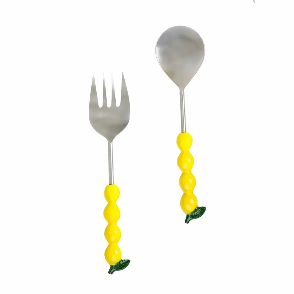Kitchen utensils - Salad Server with Tomato and Lemon Handle, (Set of 2 ) - CASA AMAROSA