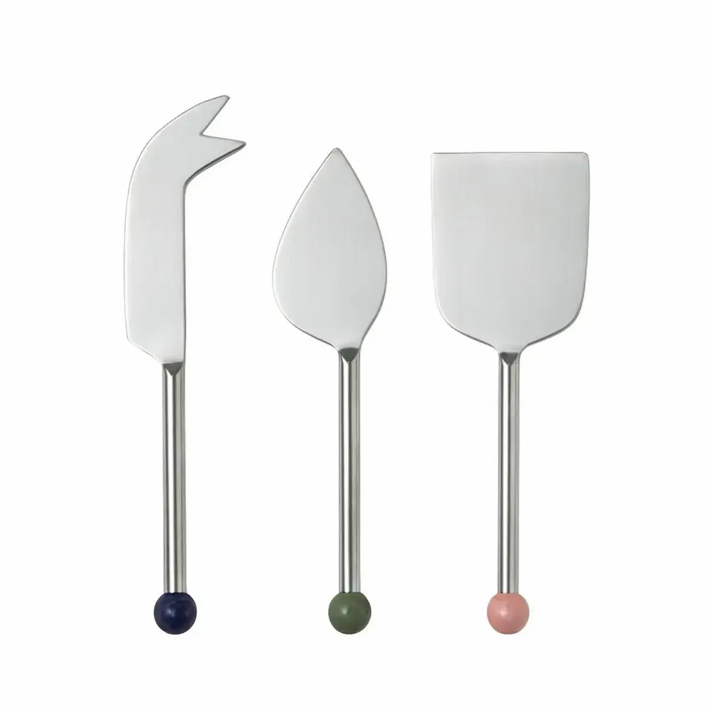 Knives - Brass Finish Cheese Knife Set (Set of 3) - 6.5 x 2 Inches - CASA AMAROSA