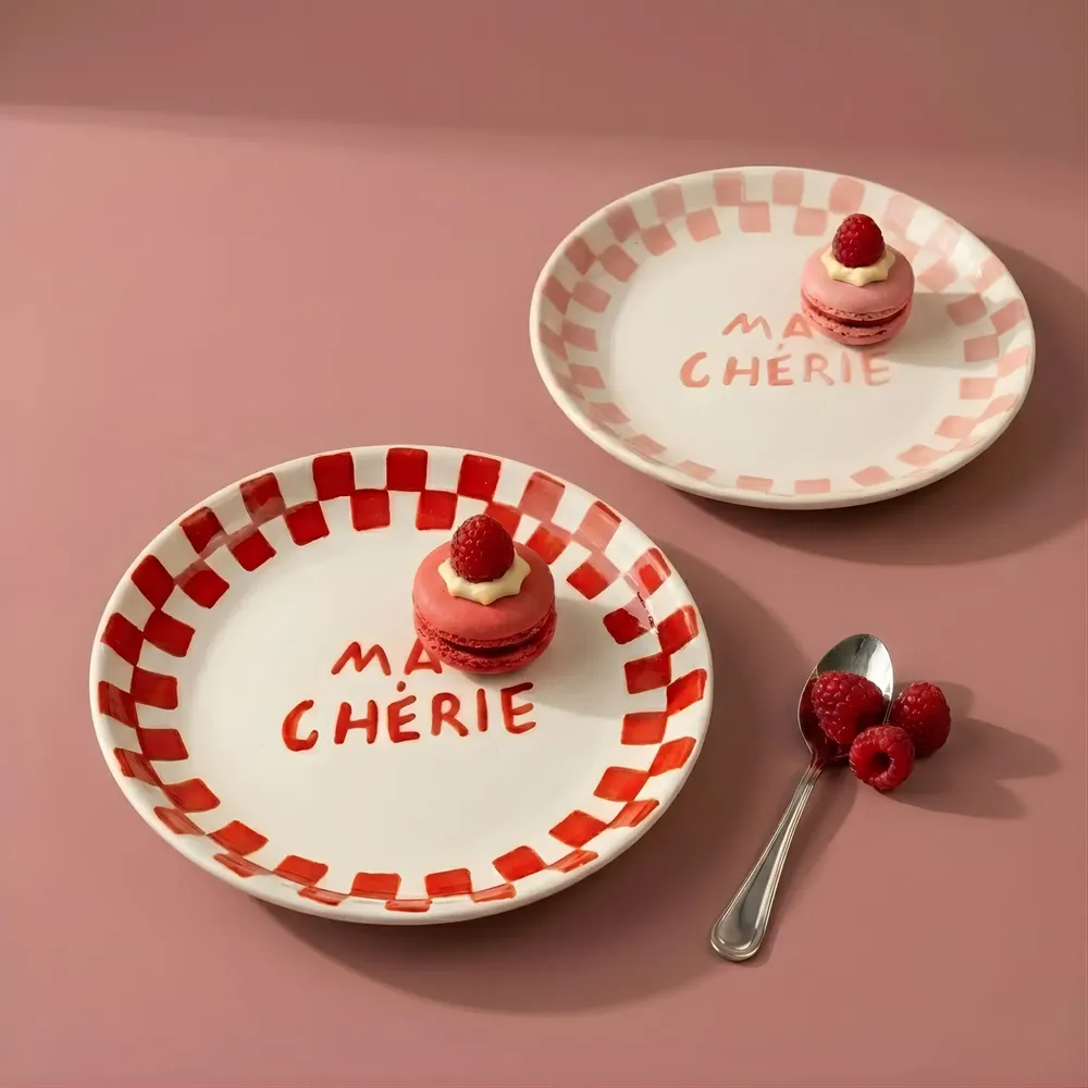Assiettes au quotidien - Assiette à collation en céramique Ma Cherie, 7 x 7 pouces - CASA AMAROSA