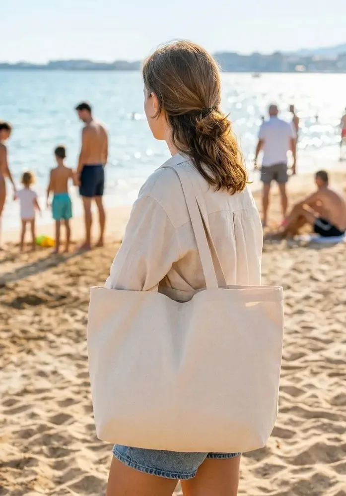 Sacs et cabas - Grand cabas en coton 220gsm personnalisable - Emma - MEME BERNADETTE (FEEL-INDE)