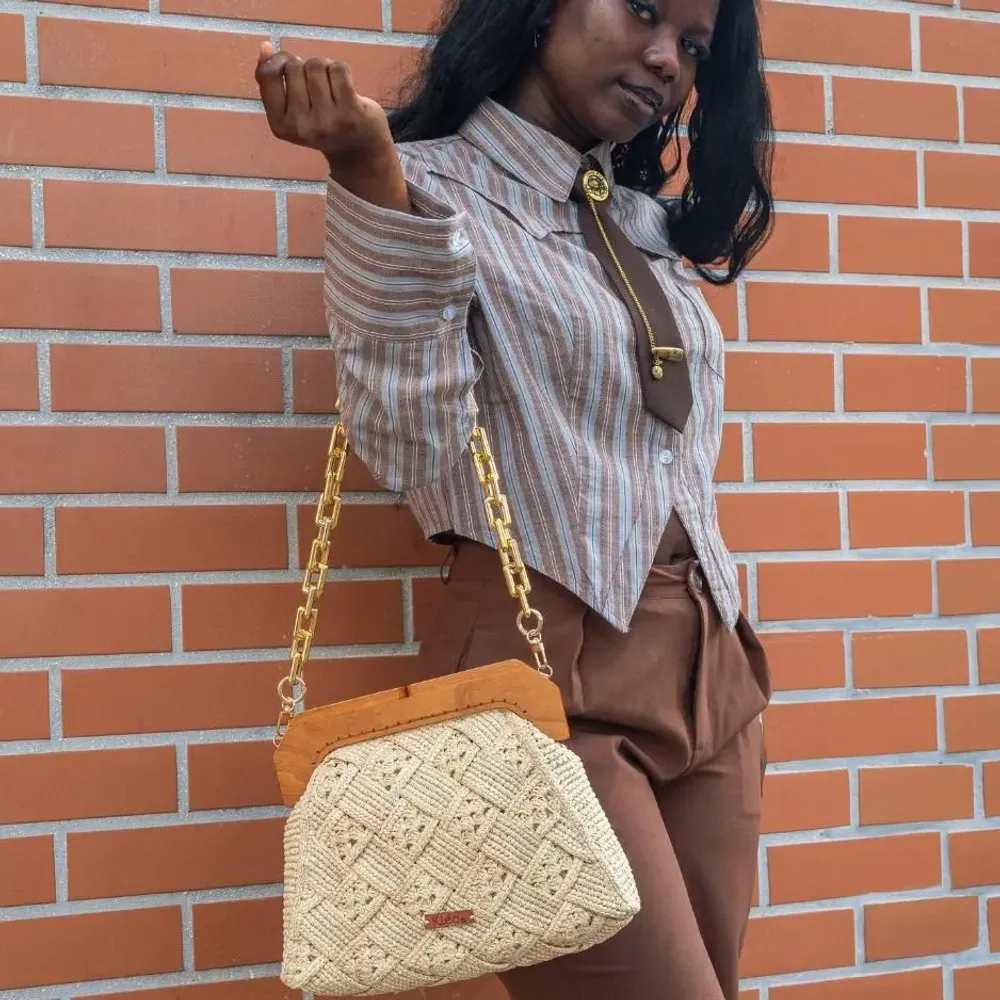 Sacs et cabas - Sac raphia crocheté-tressé croisé  KIKI (Naturel) - KLEO