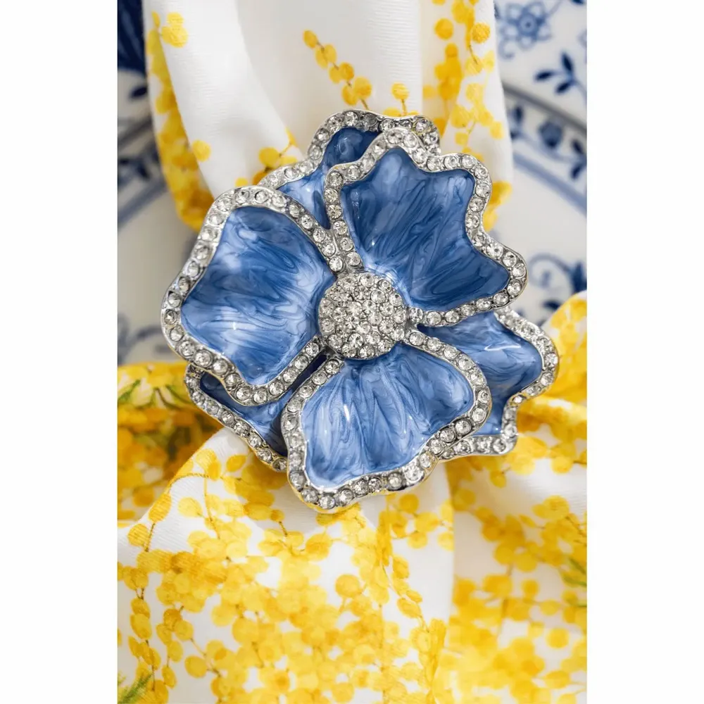 Assiettes au quotidien - Lot de 4 ronds de serviette 3D Flower - TIME FOR TEA