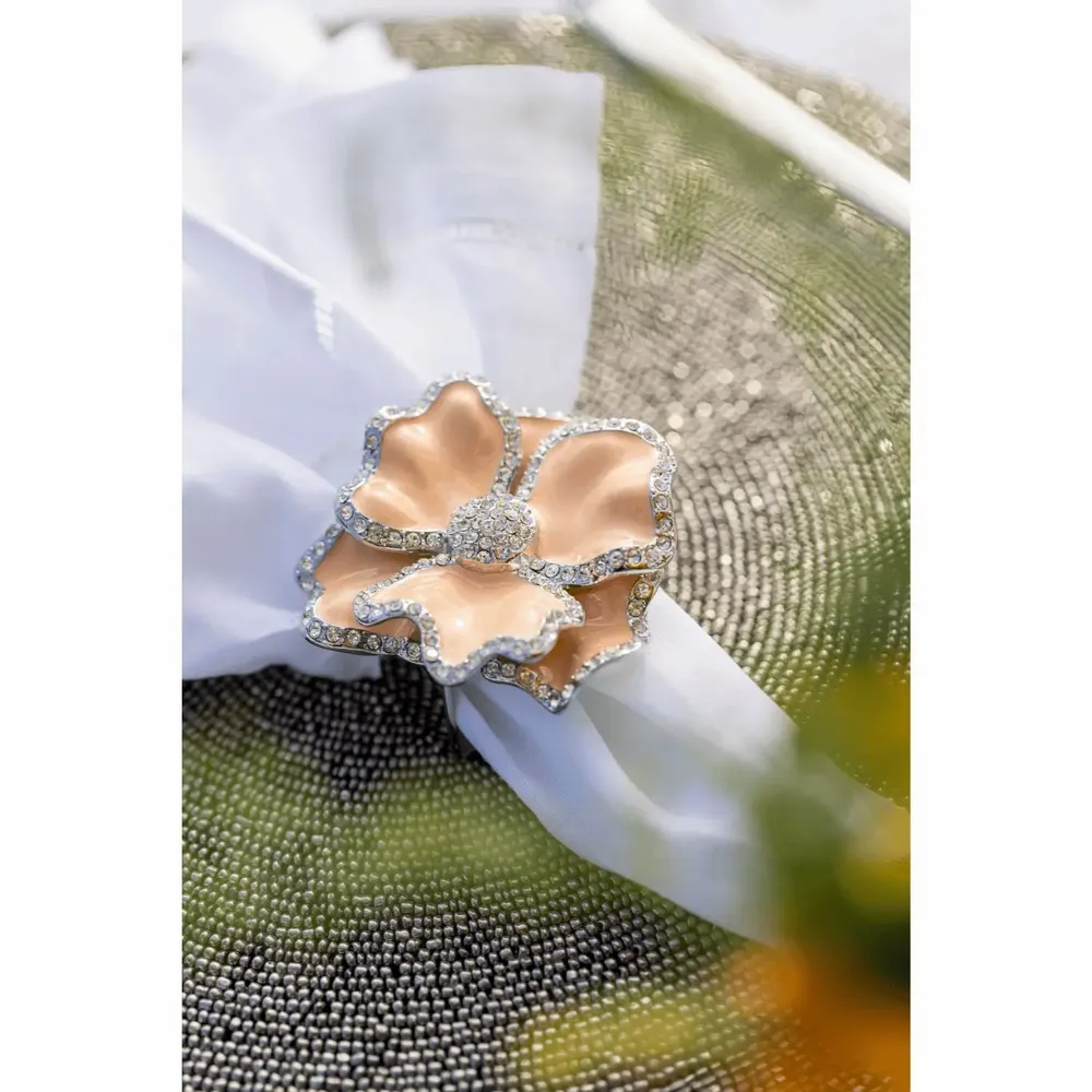 Assiettes au quotidien - Lot de 4 ronds de serviette 3D Flower - TIME FOR TEA