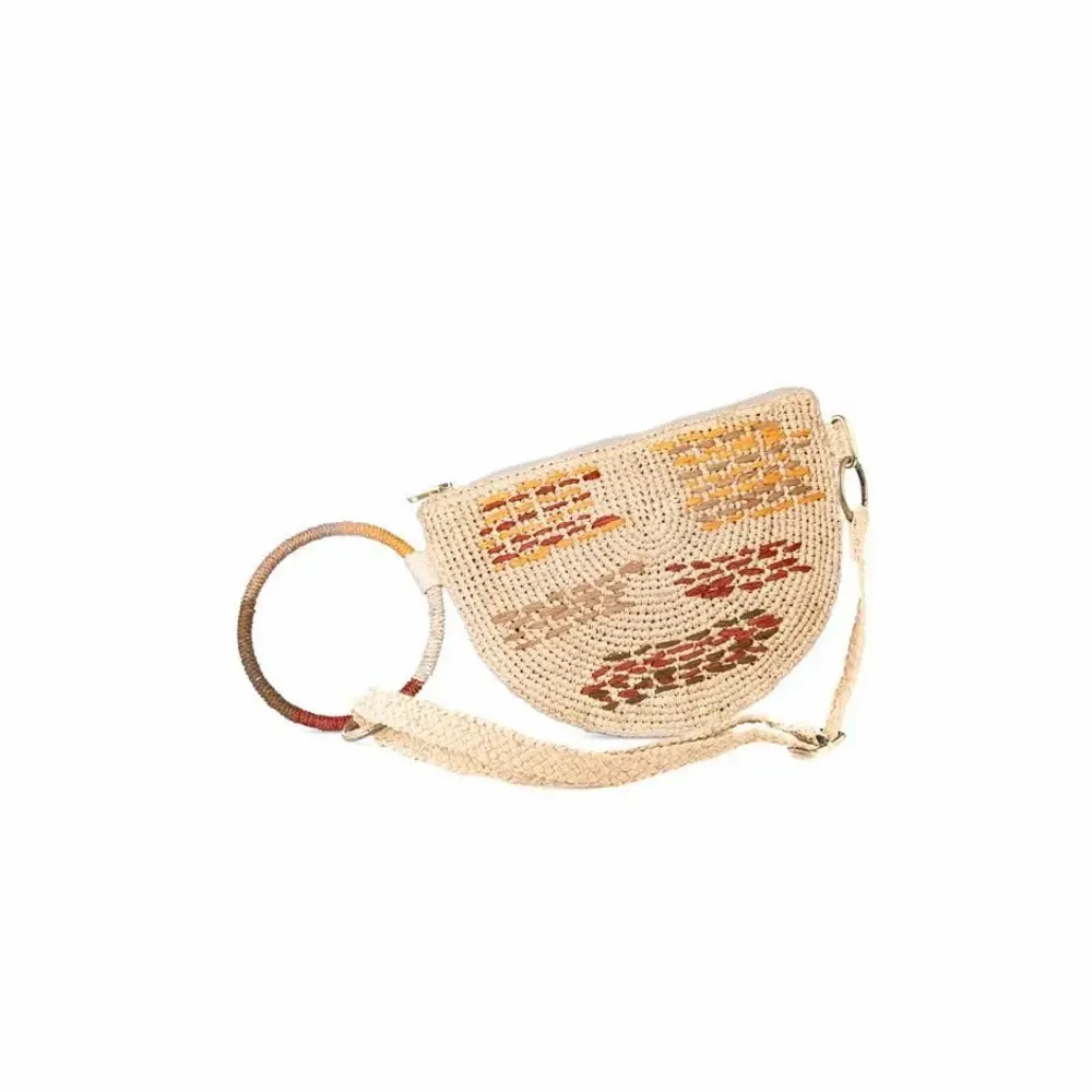 Sacs et cabas - Pochette raphia avec broderies multicolores LISA - KLEO