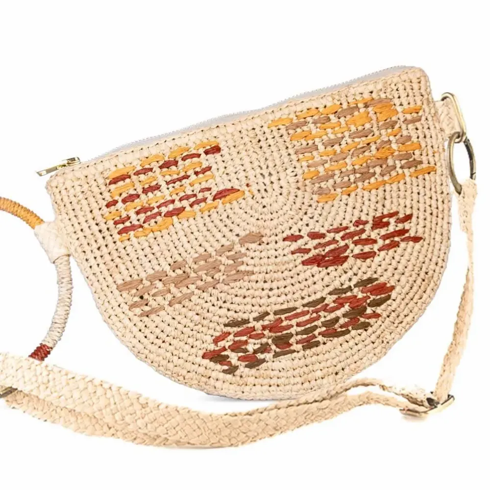 Sacs et cabas - Pochette raphia avec broderies multicolores LISA - KLEO