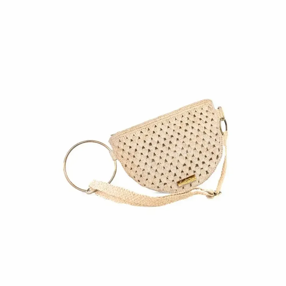 Sacs et cabas - Pochette raphia avec anneau bracelet doré LISA - KLEO