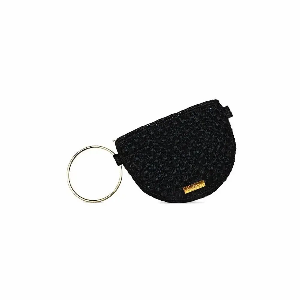 Sacs et cabas - Pochette raphia avec anneau bracelet doré LISA - KLEO