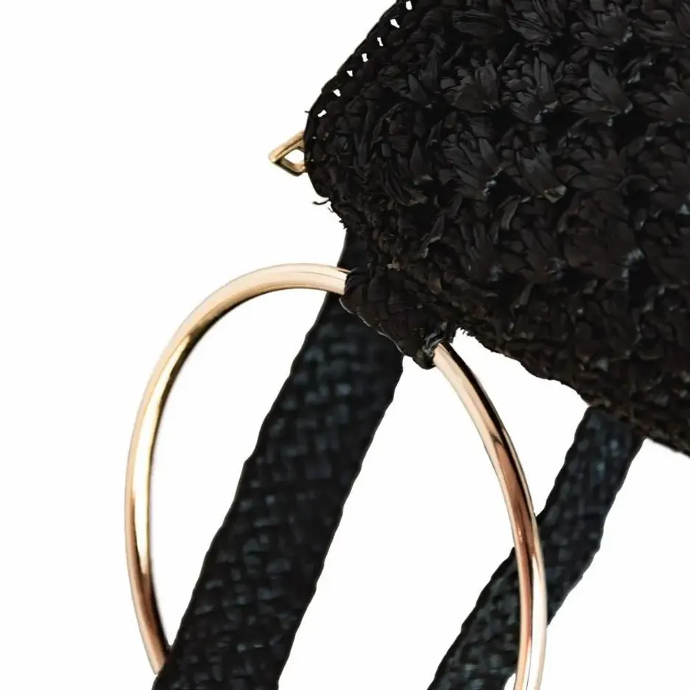 Sacs et cabas - Pochette raphia avec anneau bracelet doré LISA - KLEO