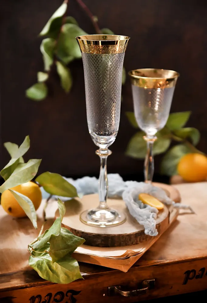 Verres à pied - Verres à champagne décorés en or 190ml Baron-bra - COMBI POLAND GLASS DECORATOR