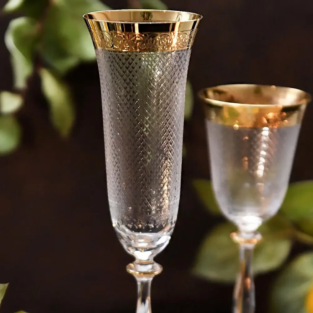 Verres à pied - Verres à champagne décorés en or 190ml Baron-bra - COMBI POLAND GLASS DECORATOR