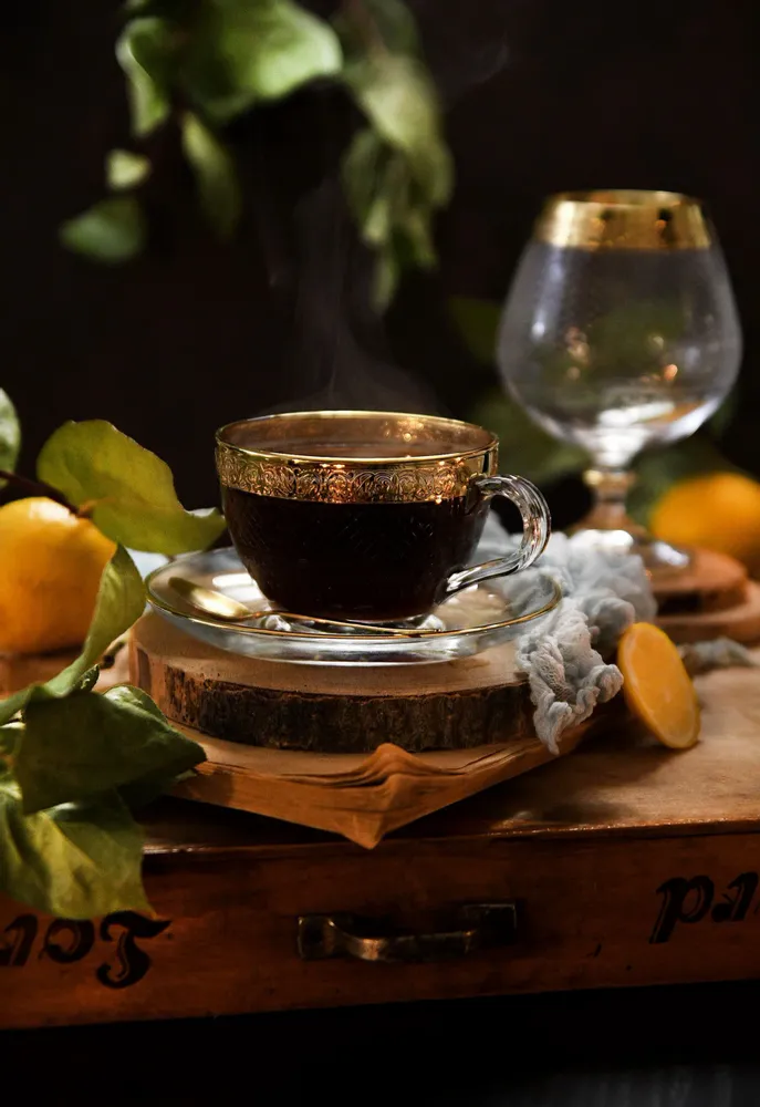 Verres à pied - tasses à cappuccino décorées avec de l'or Baron-BRJ - COMBI POLAND GLASS DECORATOR