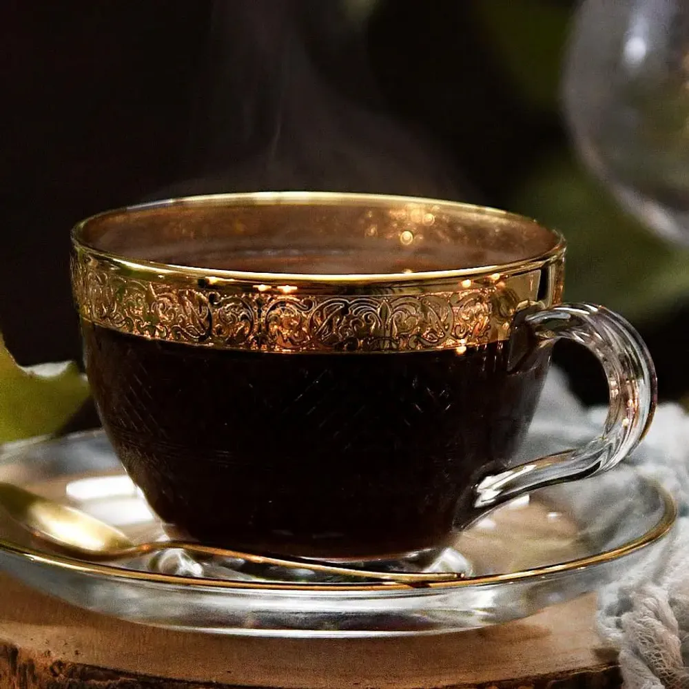 Verres à pied - tasses à cappuccino décorées avec de l'or Baron-BRJ - COMBI POLAND GLASS DECORATOR