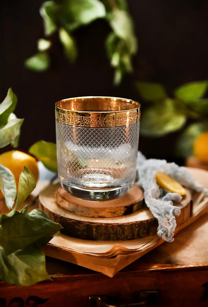 Verres à pied - Verres à whisky dorés - 6 pièces - Baron-BRF - COMBI POLAND GLASS DECORATOR