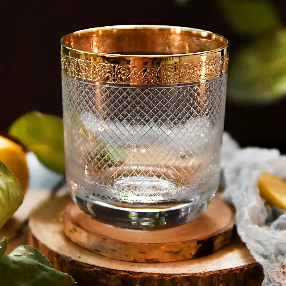 Verres à pied - Verres à whisky dorés - 6 pièces - Baron-BRF - COMBI POLAND GLASS DECORATOR