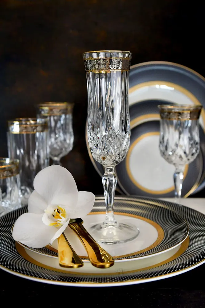 Stemware - Elegant champagne glasses 130ml  - OperaPlatin-OCA - COMBI POLAND GLASS DECORATOR
