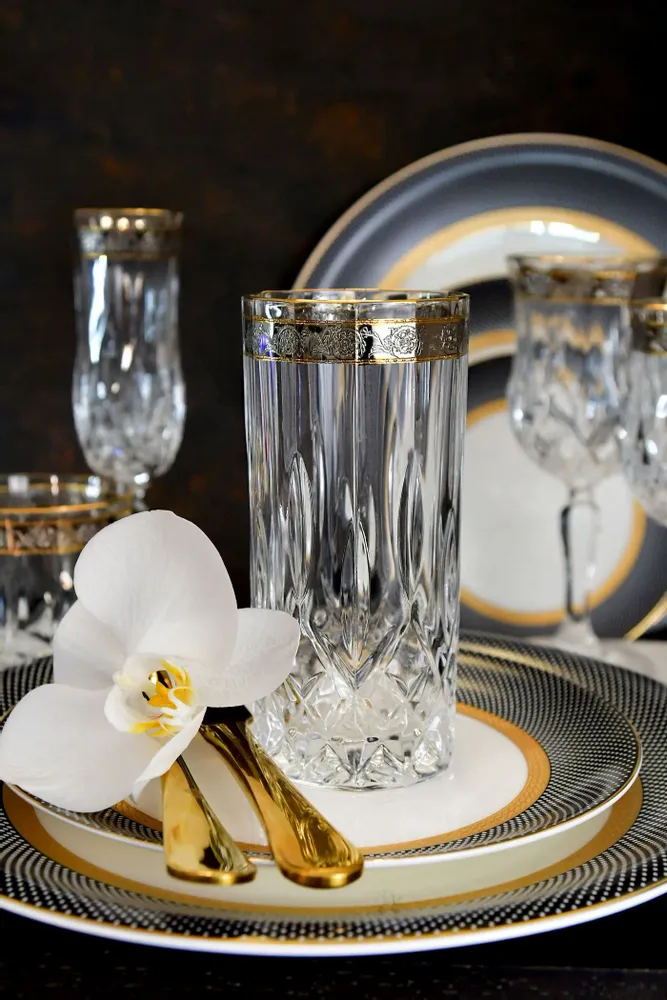 Verres - Verres à boire élégants 350 ml Opera Platin-OCD - COMBI POLAND GLASS DECORATOR