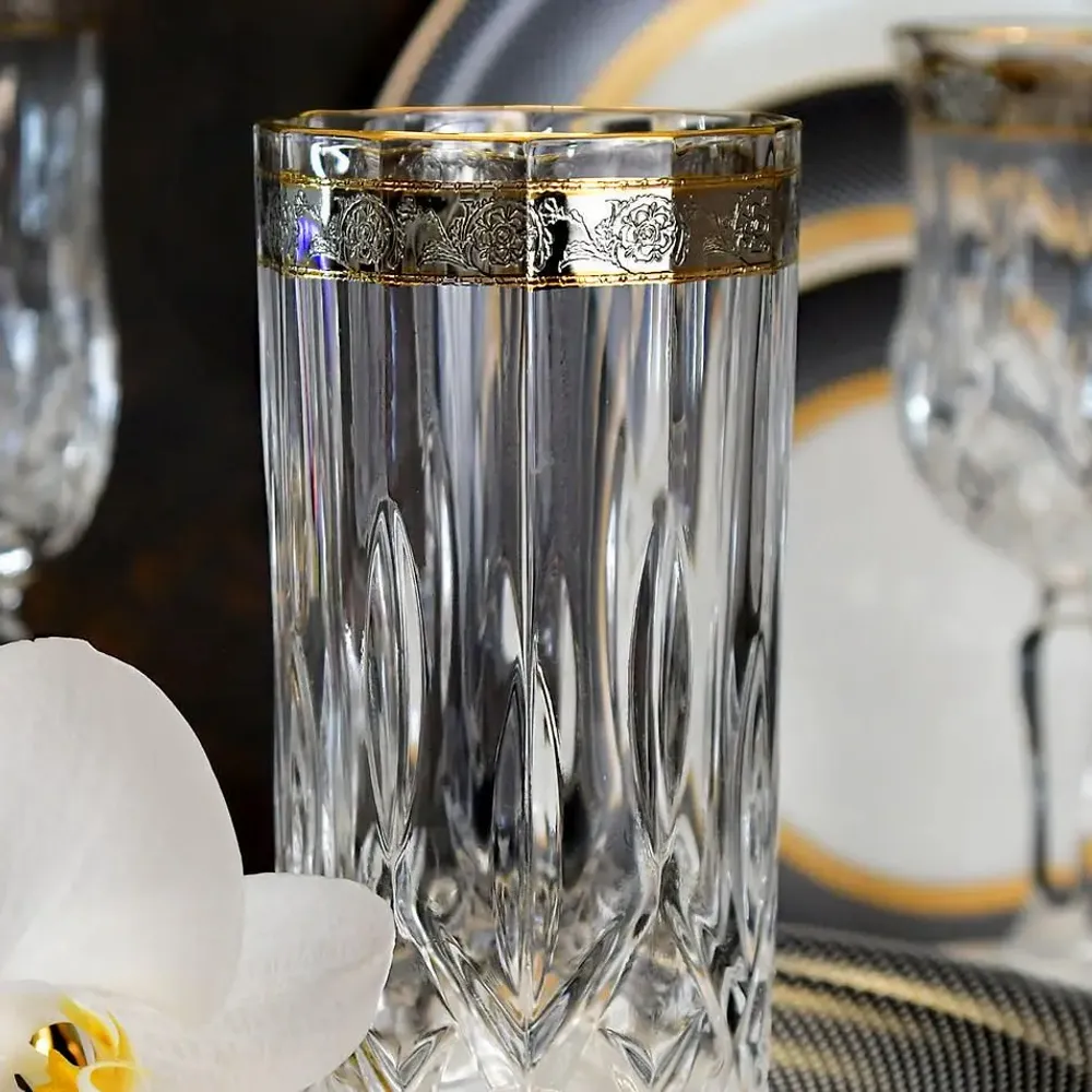 Verres - Verres à boire élégants 350 ml Opera Platin-OCD - COMBI POLAND GLASS DECORATOR