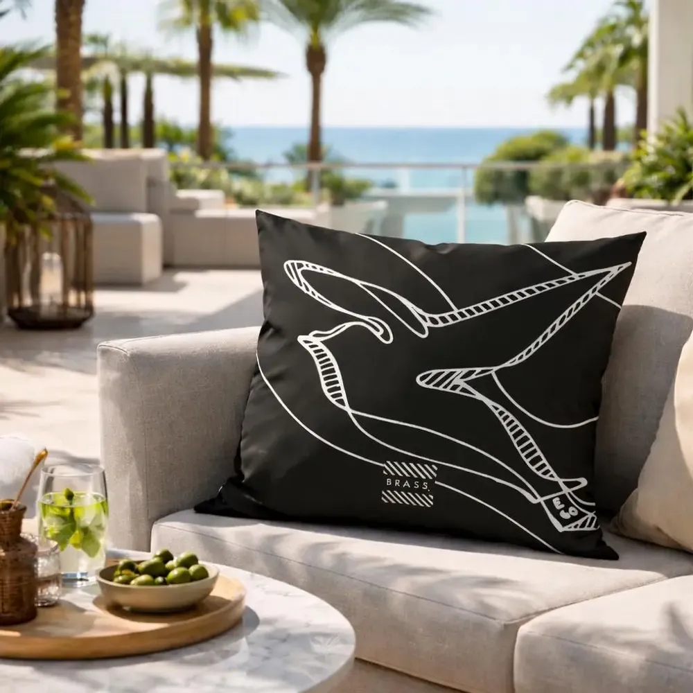 Tissus pour extérieurs - Housse de coussin outdoor Black Colombes 45 x 45 - Design by BRASS - ARTDECORIS