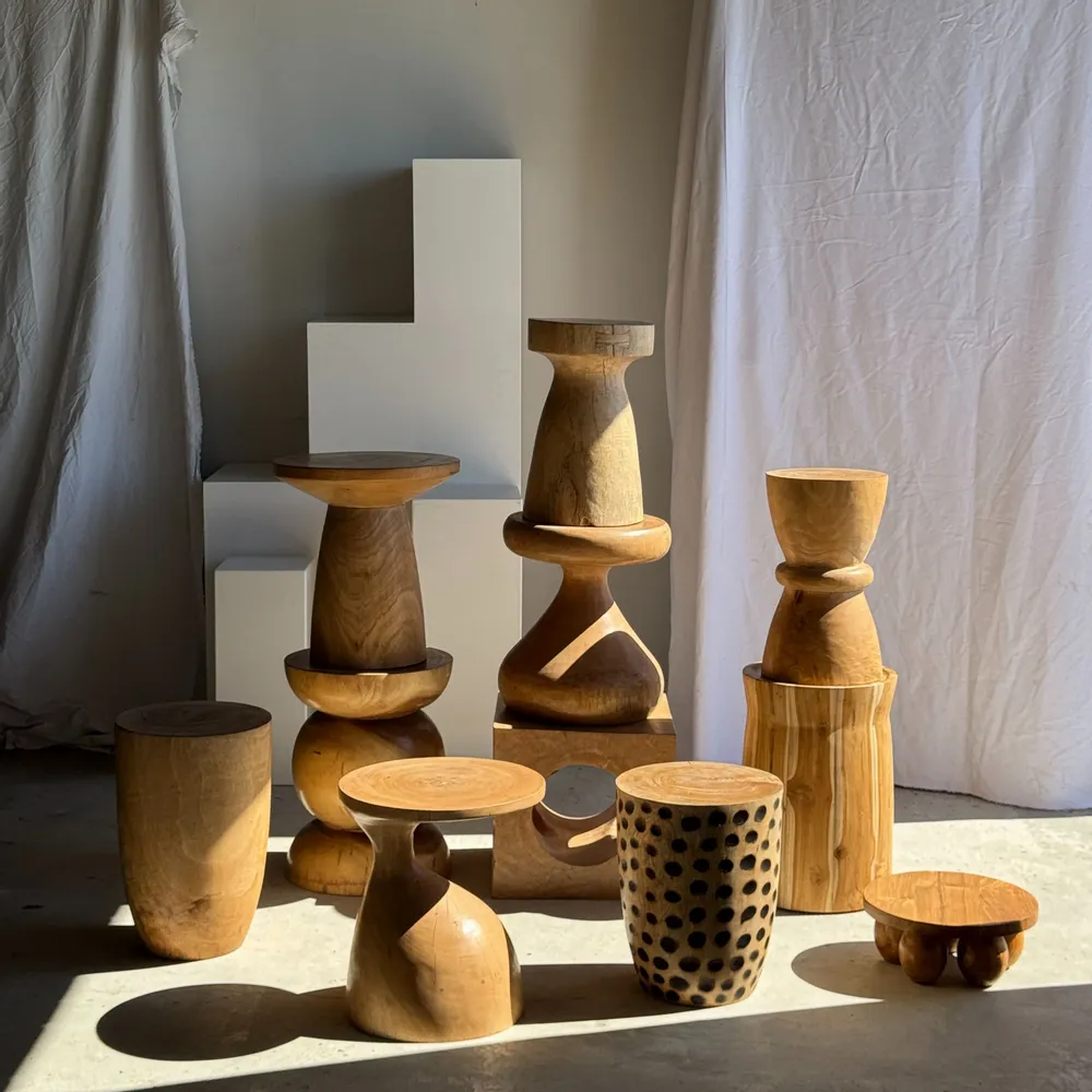 Coffee tables - Stool, side table, end table in solid suar spheres H50 D - OFFICE OBJETS