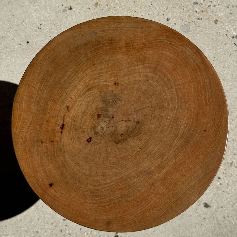 Coffee tables - Natural solid mango wood side table with conical base - OFFICE OBJETS