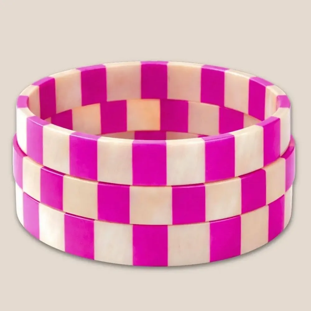 Bijoux - Bracelet Corne 10mm Rayure Rose Vif 34 - VENTILLO - MALUNE