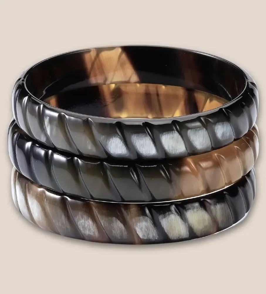 Bijoux - Bracelet Corne Noir Grave 12mm - VENTILLO - MALUNE