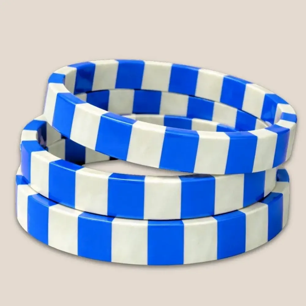 Bijoux - Bracelet Corne 10mm Rayure Bleu Majo 15 - VENTILLO - MALUNE