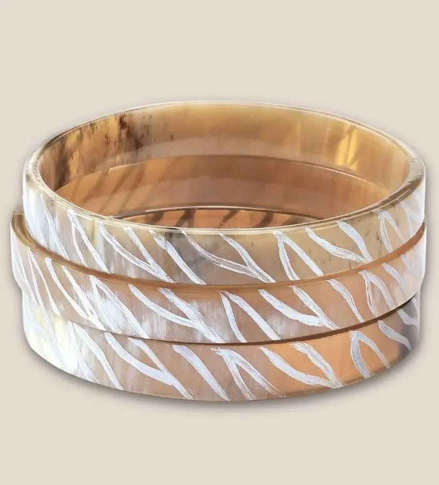 Bijoux - Bracelet Corne 10mm Zébre Argent 03 - VENTILLO - MALUNE