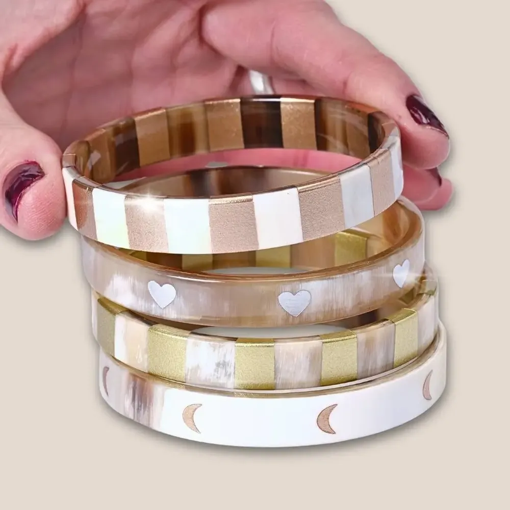 Bijoux - Bracelet Corne 10mm Lune Champagne 02 - VENTILLO - MALUNE