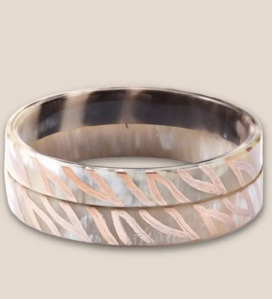 Bijoux - Bracelet Corne 10mm Zébre Champagne 02 - VENTILLO - MALUNE